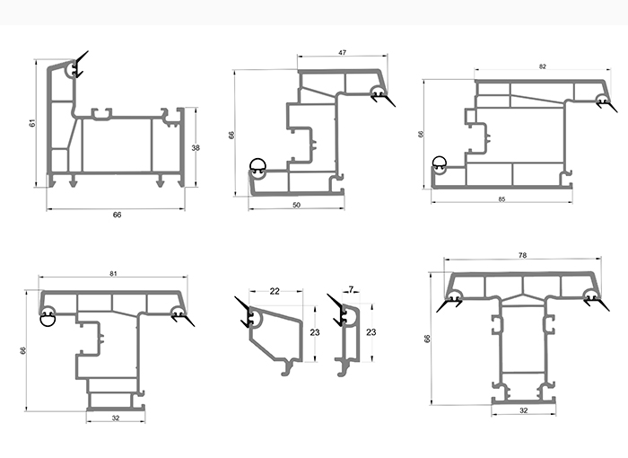 66mm PVC inward window sash profile