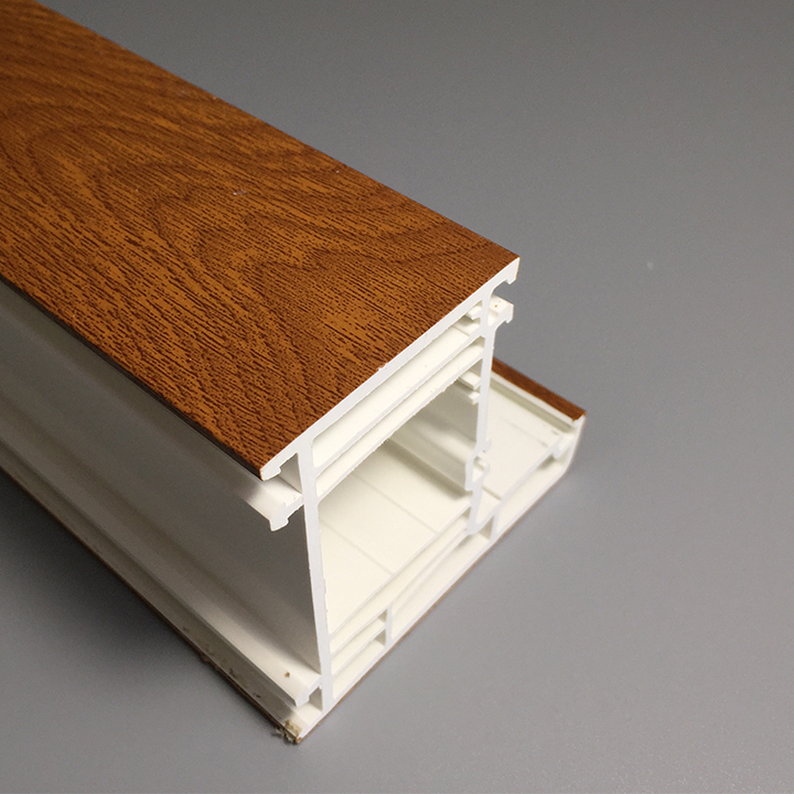 Wood Laminated Casement Window UPVC Profiles with Five/Six Chambers